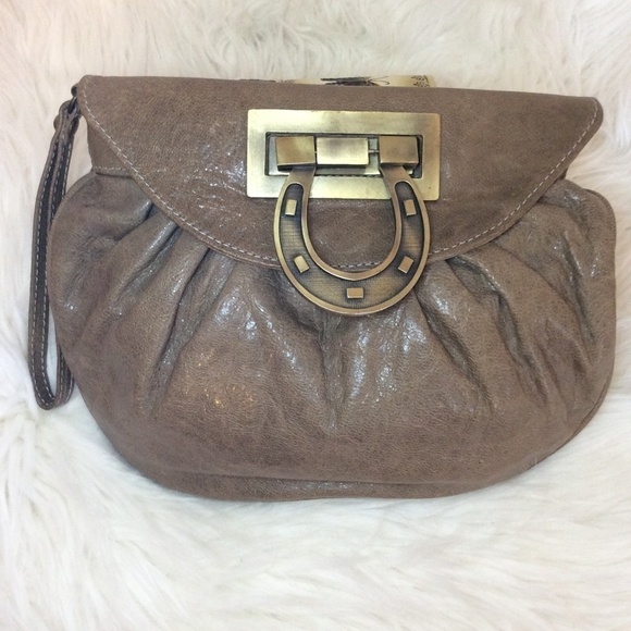 kage Handbags - New Kage Small Taupe Leather Wristlet